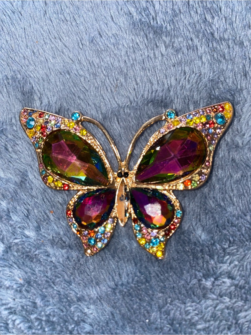 Multicolor Crystal Butterfly Ornament - Gold Tone